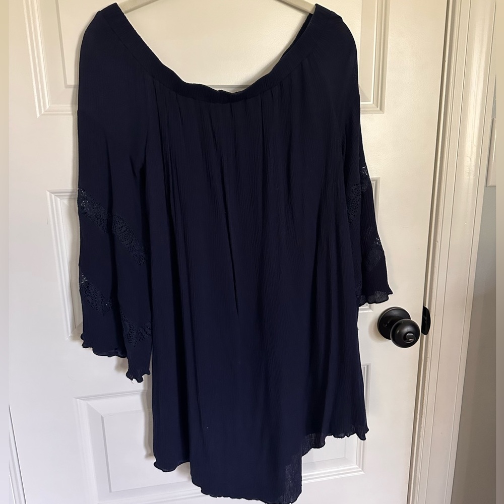 Navy blue off the shoulder dress